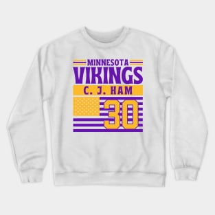 Minnesota Vikings Ham 30 American Flag Football Crewneck Sweatshirt